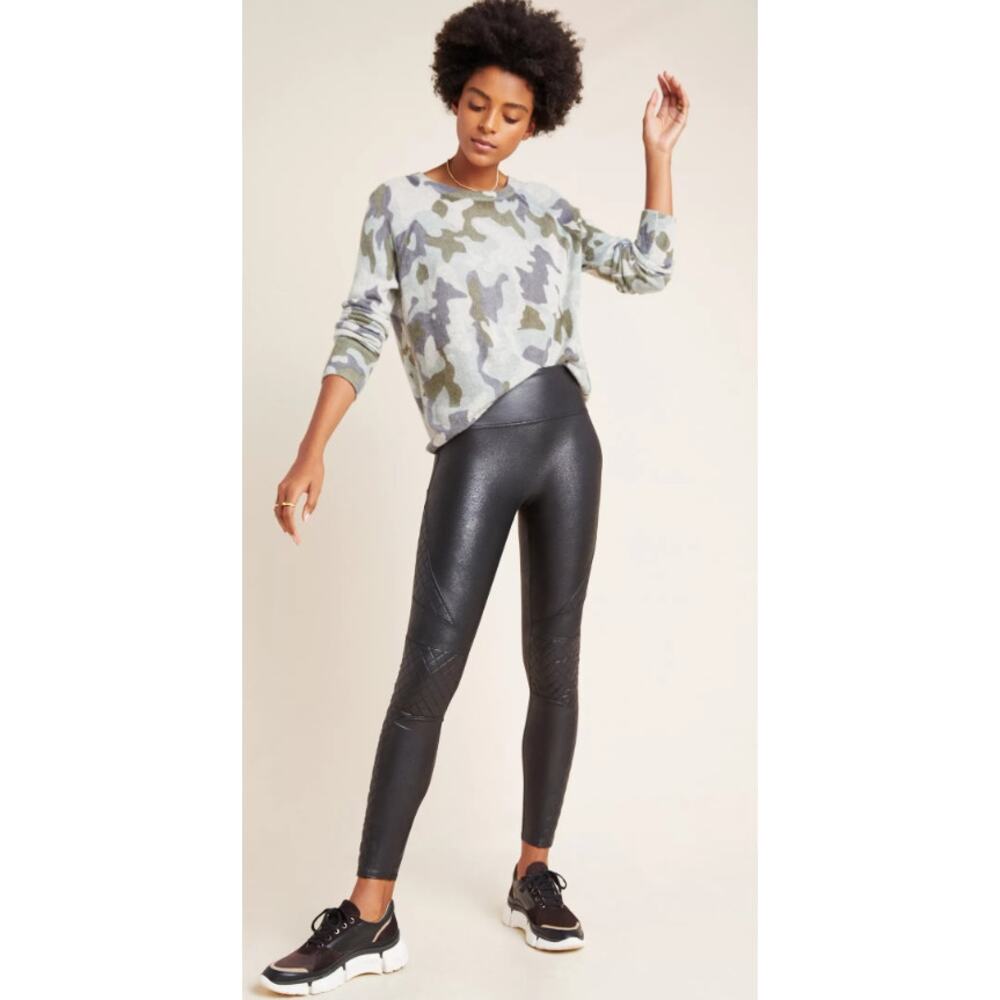 Anthropologie Spanx Quilted Faux Leather Leggings M